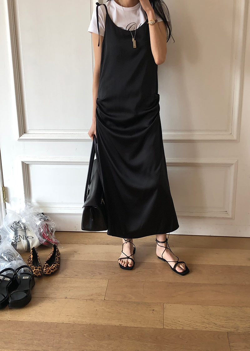 long black halter dress MIKUTA