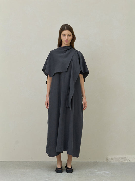 Tie Cape Dress｜韓国レディース 秋ワンピース