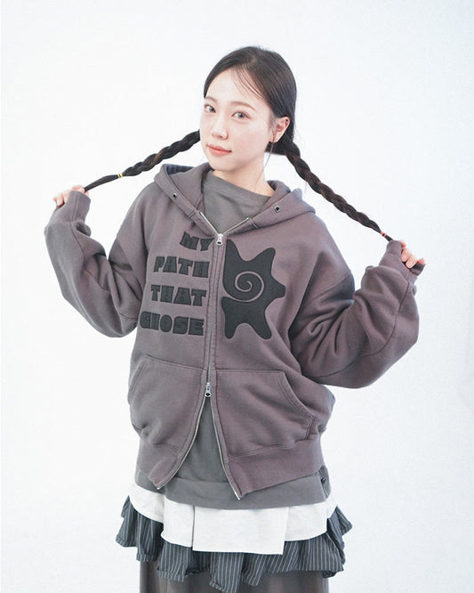 COTOW murex hooded zip-up CHARCOAL