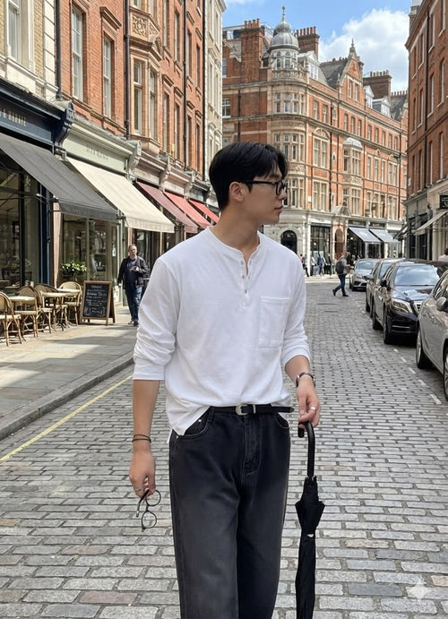 ヘンリーネックで作る韓国メンズコーデ｜今っぽく見せる着こなし完全ガイド