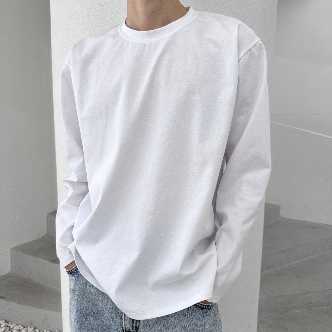 MAGNOLIA サイドスリット ベーシックロングスリーブT ホワイト