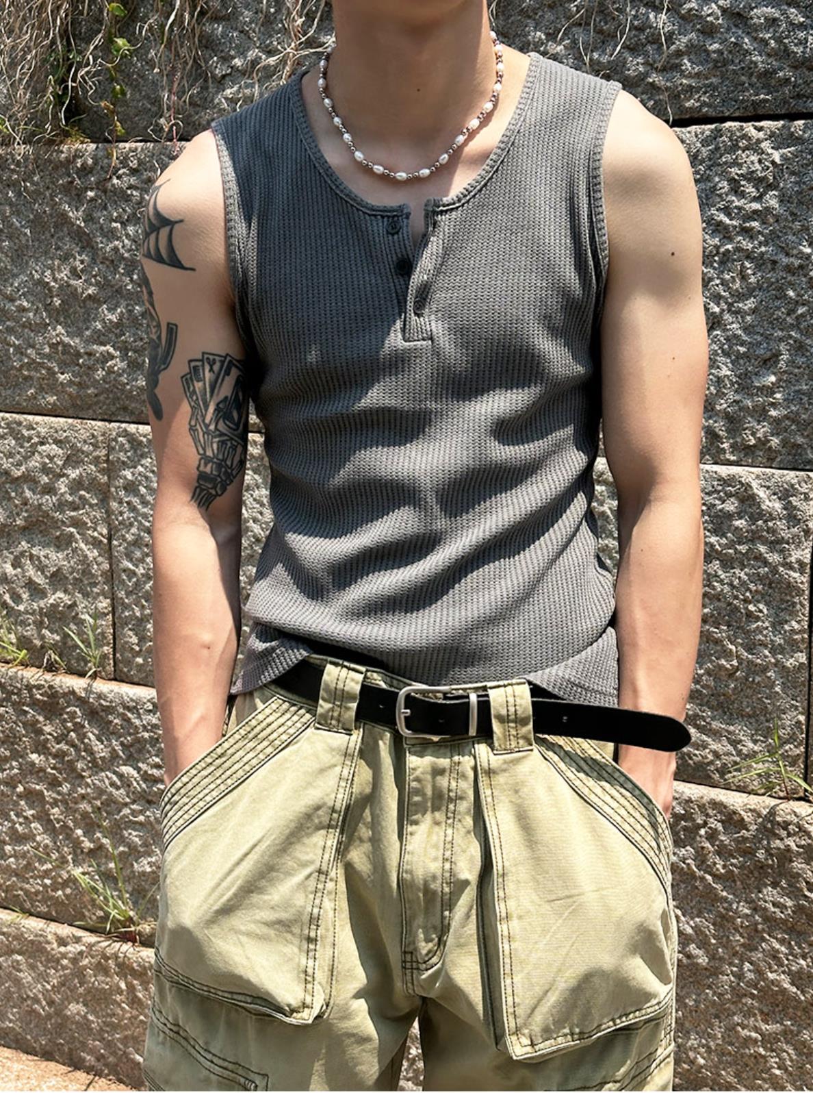 HENLEY NECK TOPS
