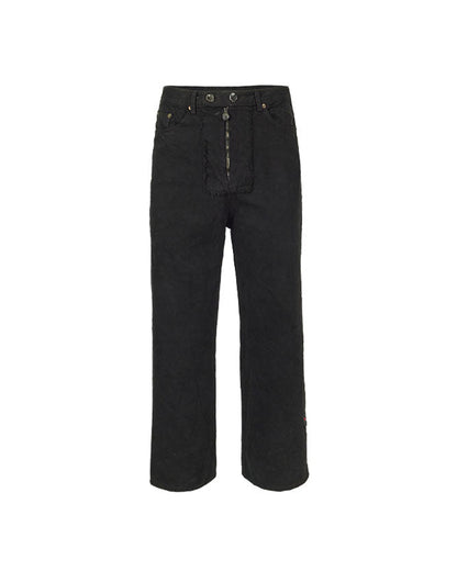 Washed denim trucker pants