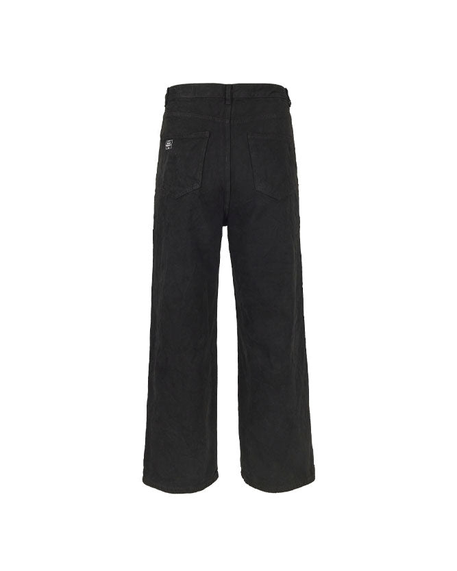 Washed denim trucker pants
