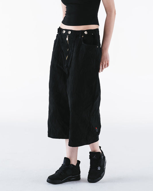 Washed Denim Shorts
