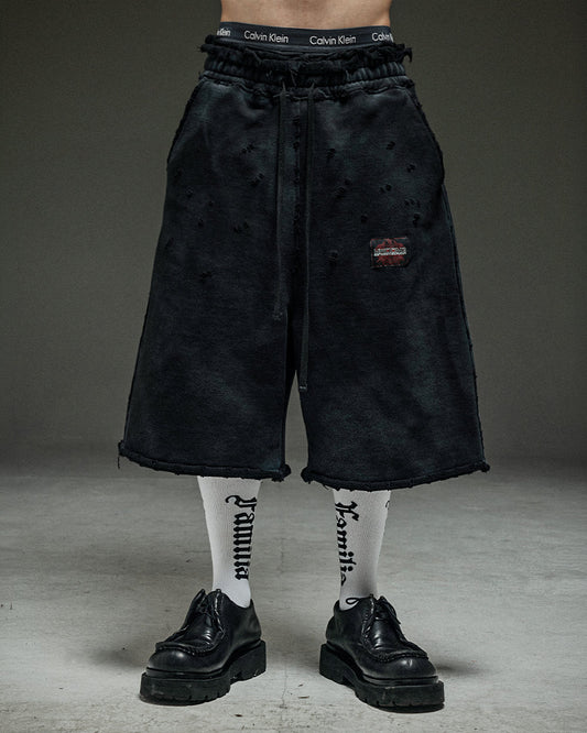 Washed destroyed bermuda P dusty black