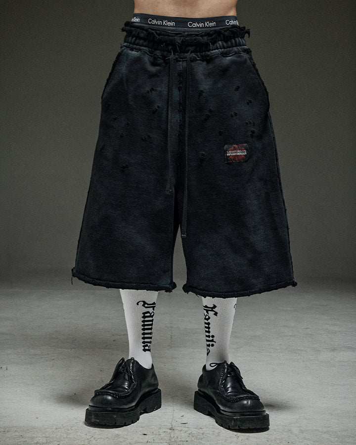 Washed destroyed bermuda P dusty black