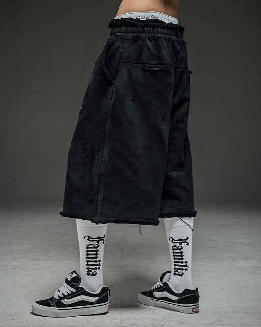 Washed destroyed bermuda P dusty black