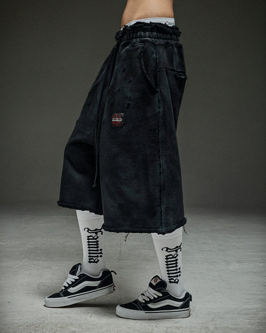 Washed destroyed bermuda P dusty black