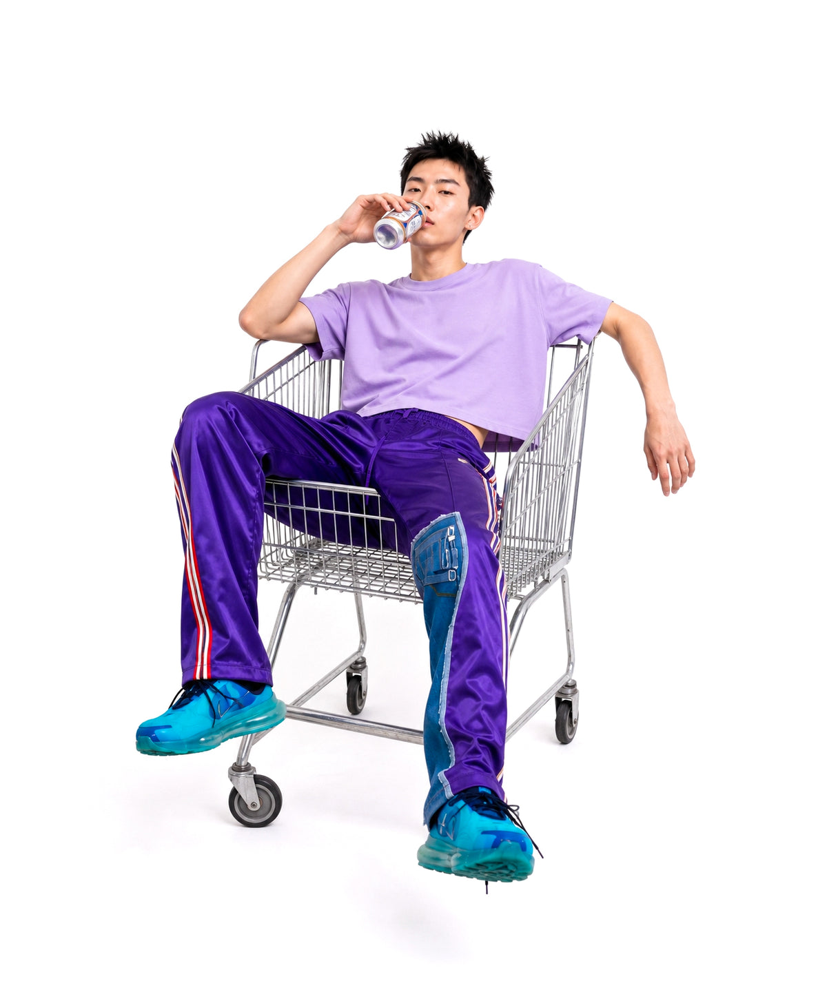 【C Wear シーウエア】MEN'S CROP T-SHIRT LIGHT PURPLE
