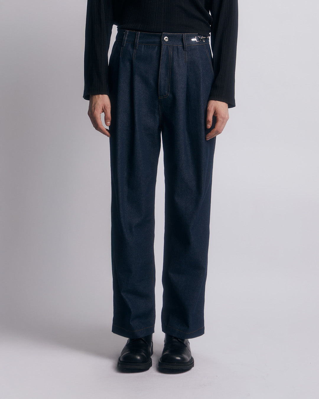 FIREMAN CLASP TWO-TUCK PANTS -BLUE