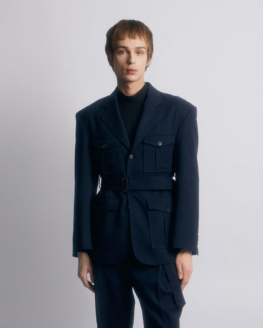 HERITAGE SAFARI TAILORED JACKET-NAVY 