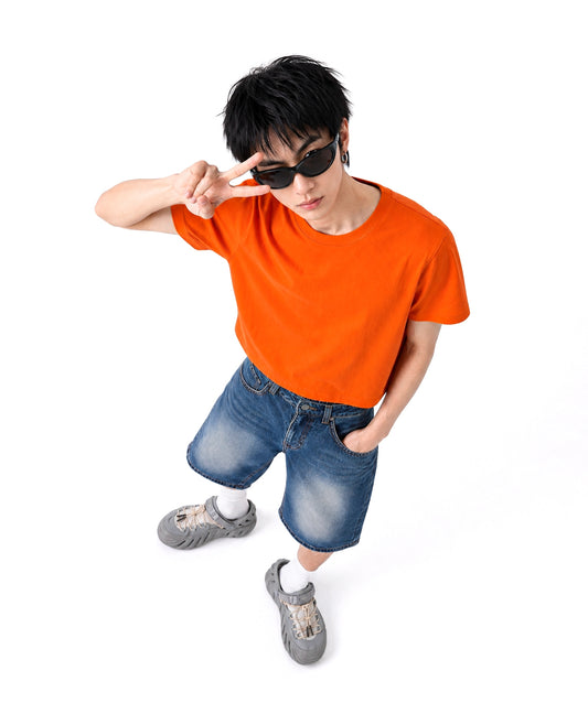 [C Wear] Men's Crop T-Shirt Orange