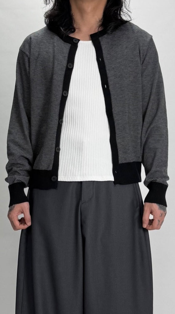 Contrast Line Knit Cardigan