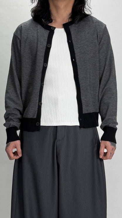 Contrast Line Knit Cardigan