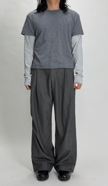 Pinstripe Wide Dart Slacks