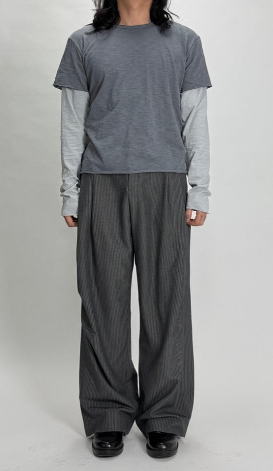 Pinstripe Wide Dart Slacks