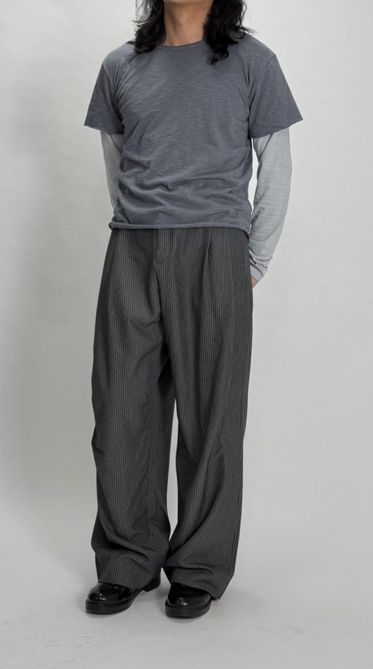Pinstripe Wide Dart Slacks