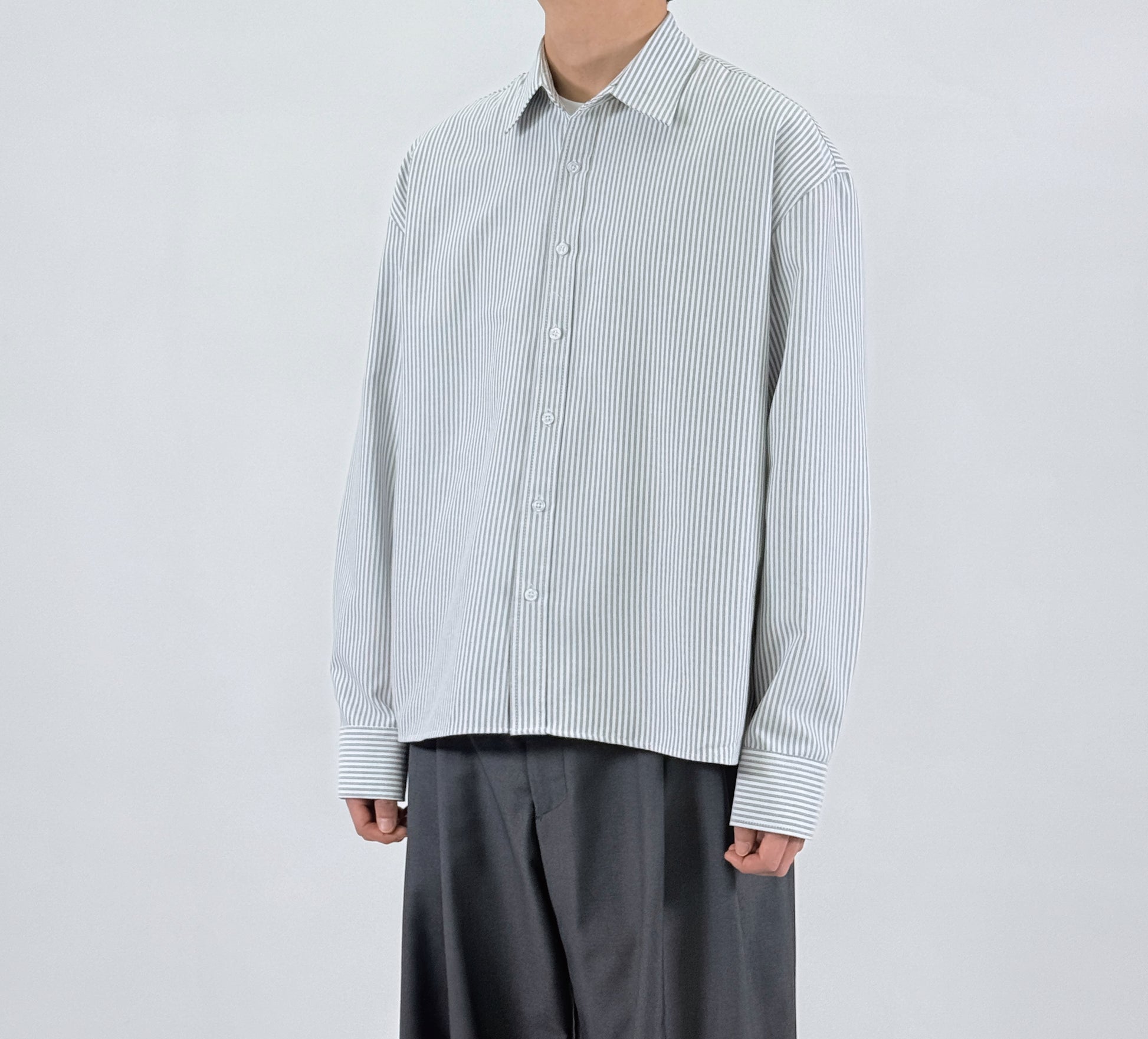 Pinstripe Oversized Shirt - worn side