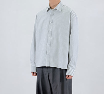 Pinstripe Oversized Shirt - worn side