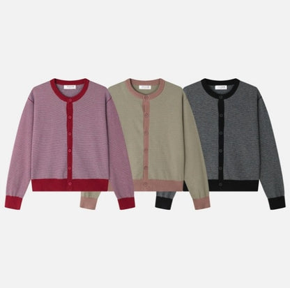 Contrast Line Knit Cardigan