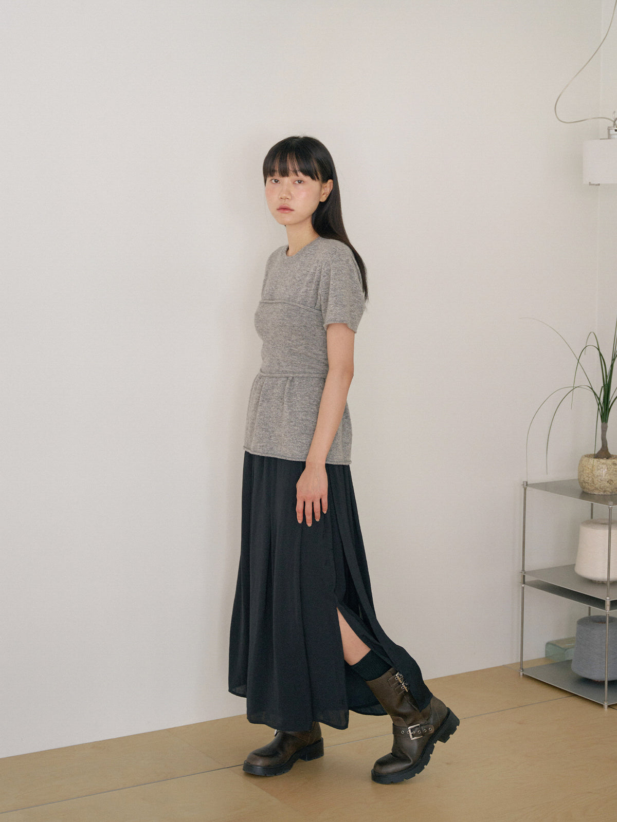 MARAN Cutoff Short Sleeve Pullover - Gray 商品画像13/21