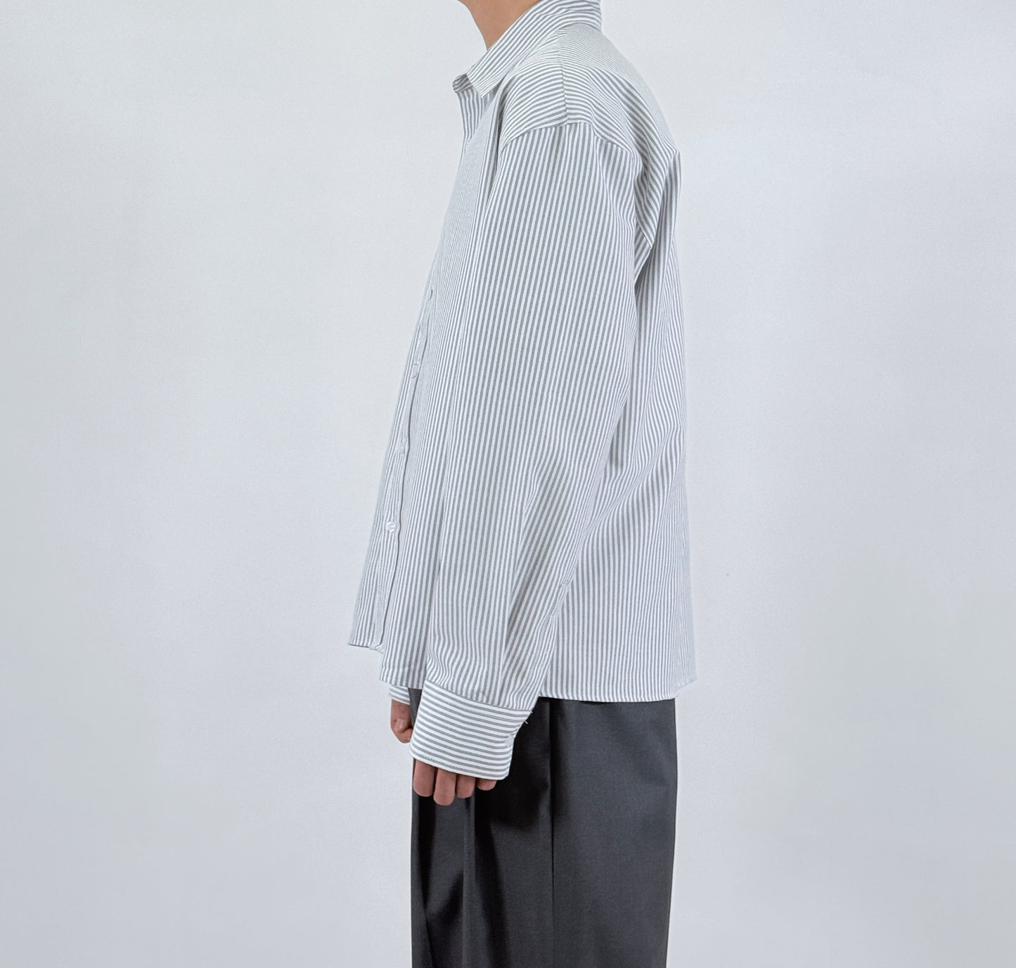 Pinstripe Oversized Shirt - worn side