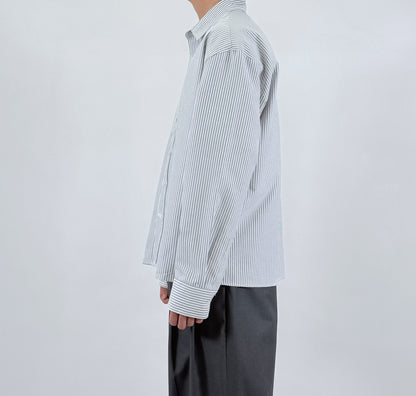 Pinstripe Oversized Shirt - worn side