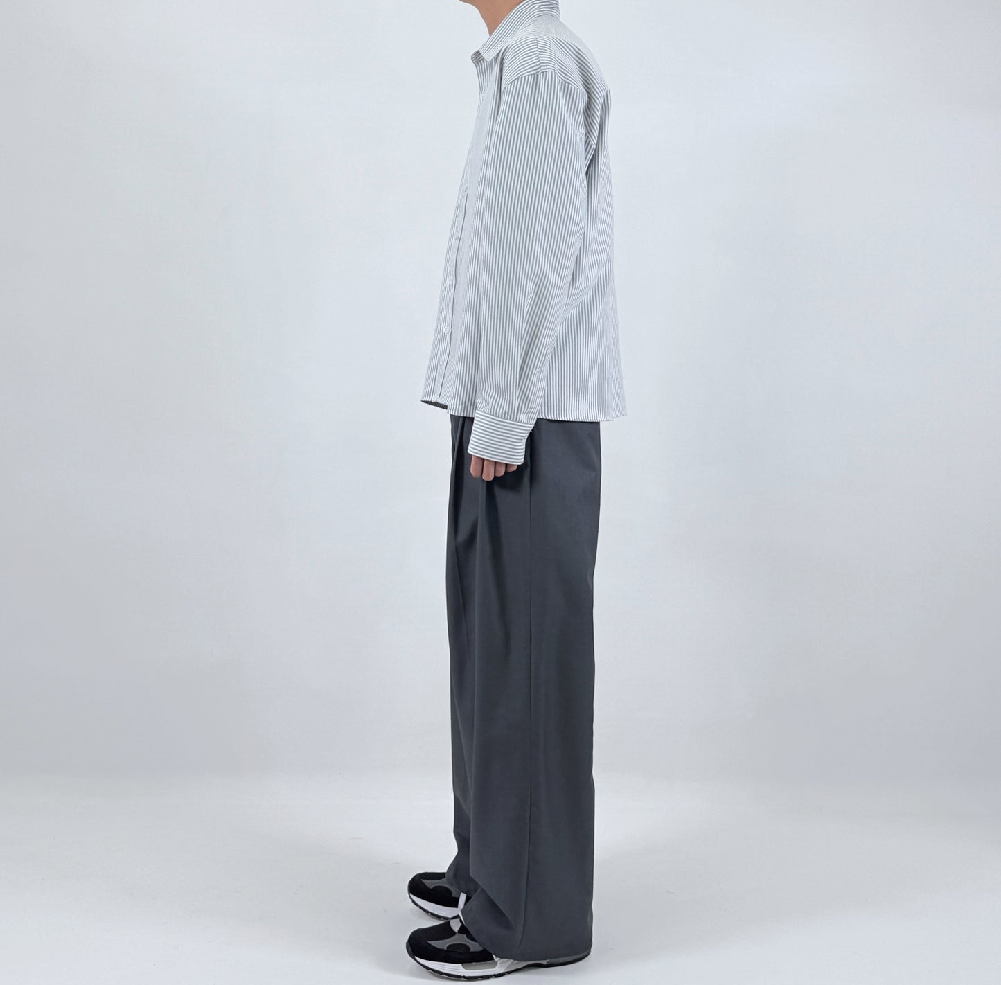 Pinstripe Oversized Shirt - worn back