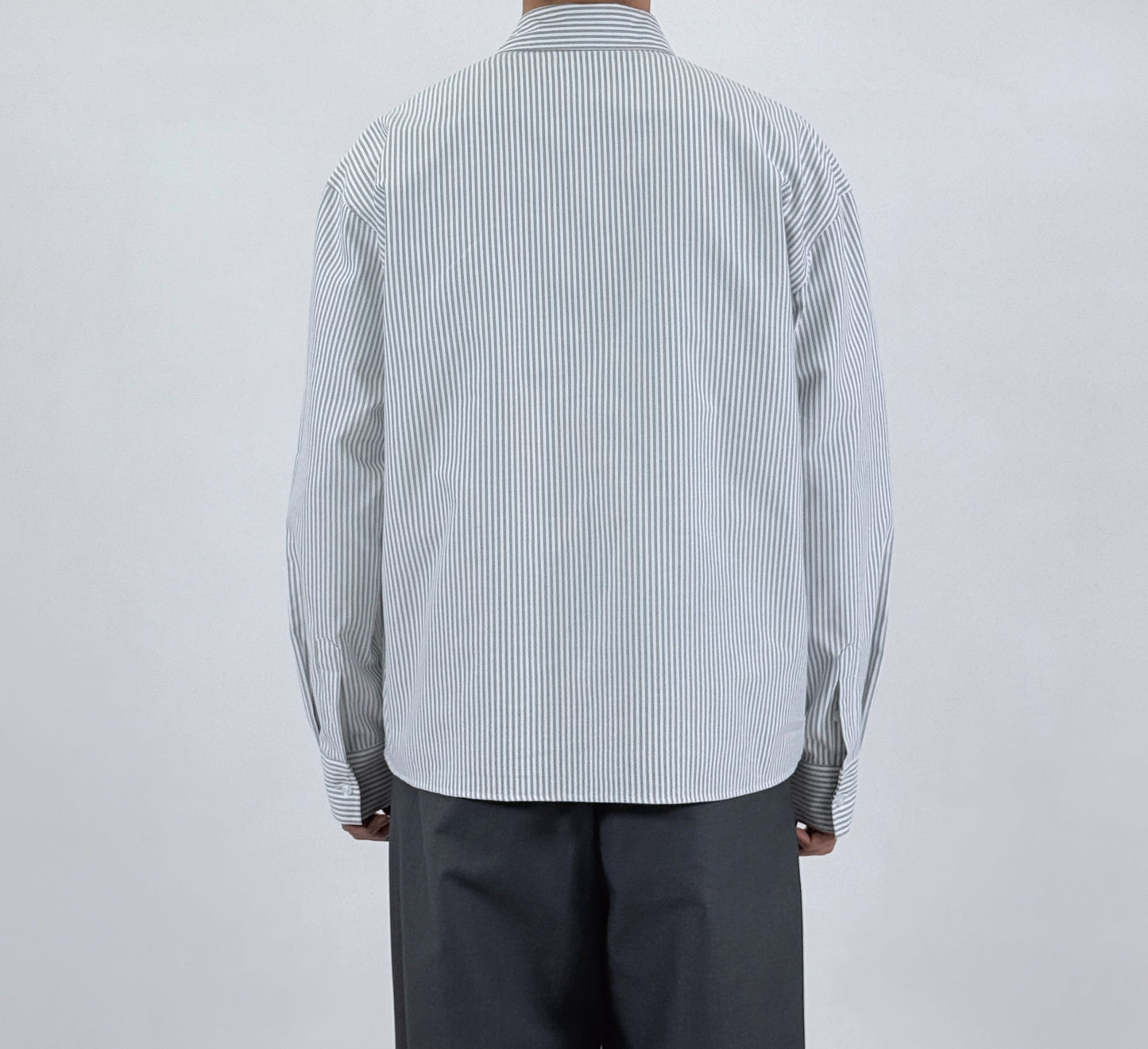 Pinstripe Oversized Shirt - worn front