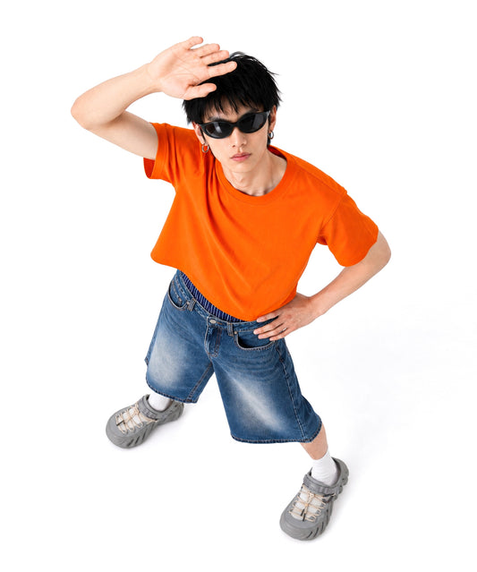 [C Wear] Men's Crop T-Shirt Orange
