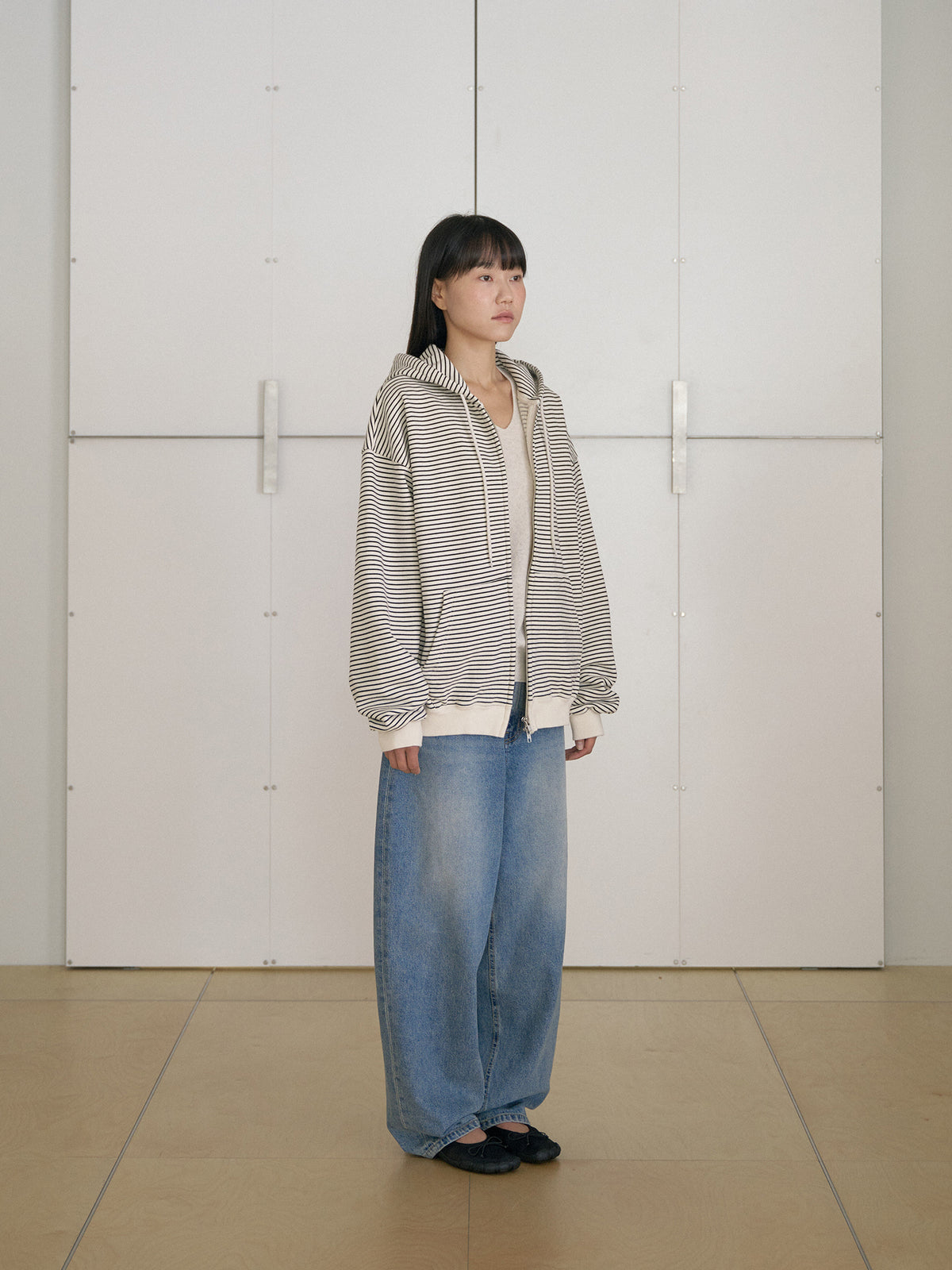 MARAN Stripe Hoodie Zip-up - Ivory 商品画像17/21