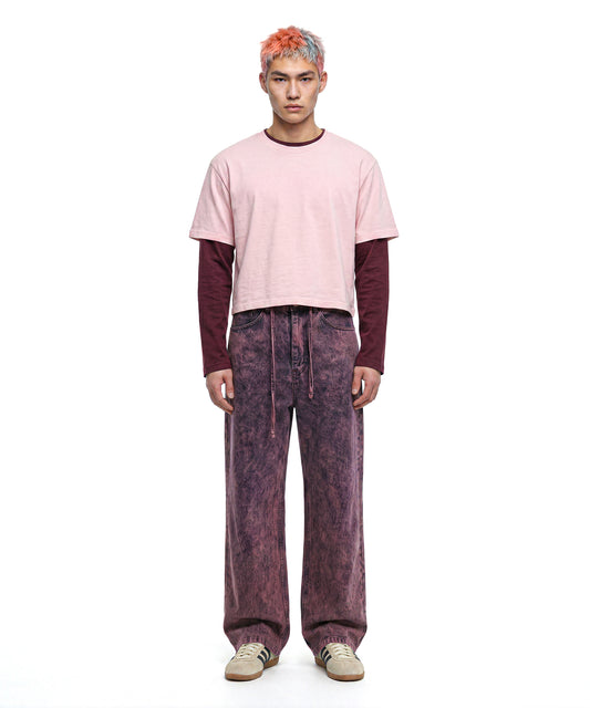 [C Wear] Men's Crop T-Shirt Light Pink