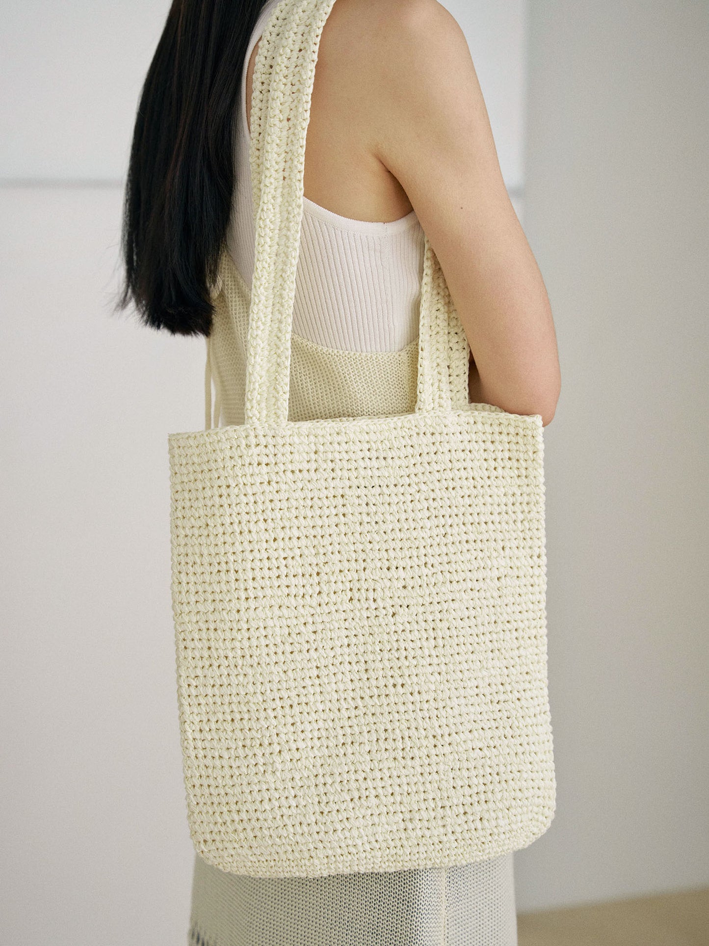 Handmade Paper Knit Bag - Ecru