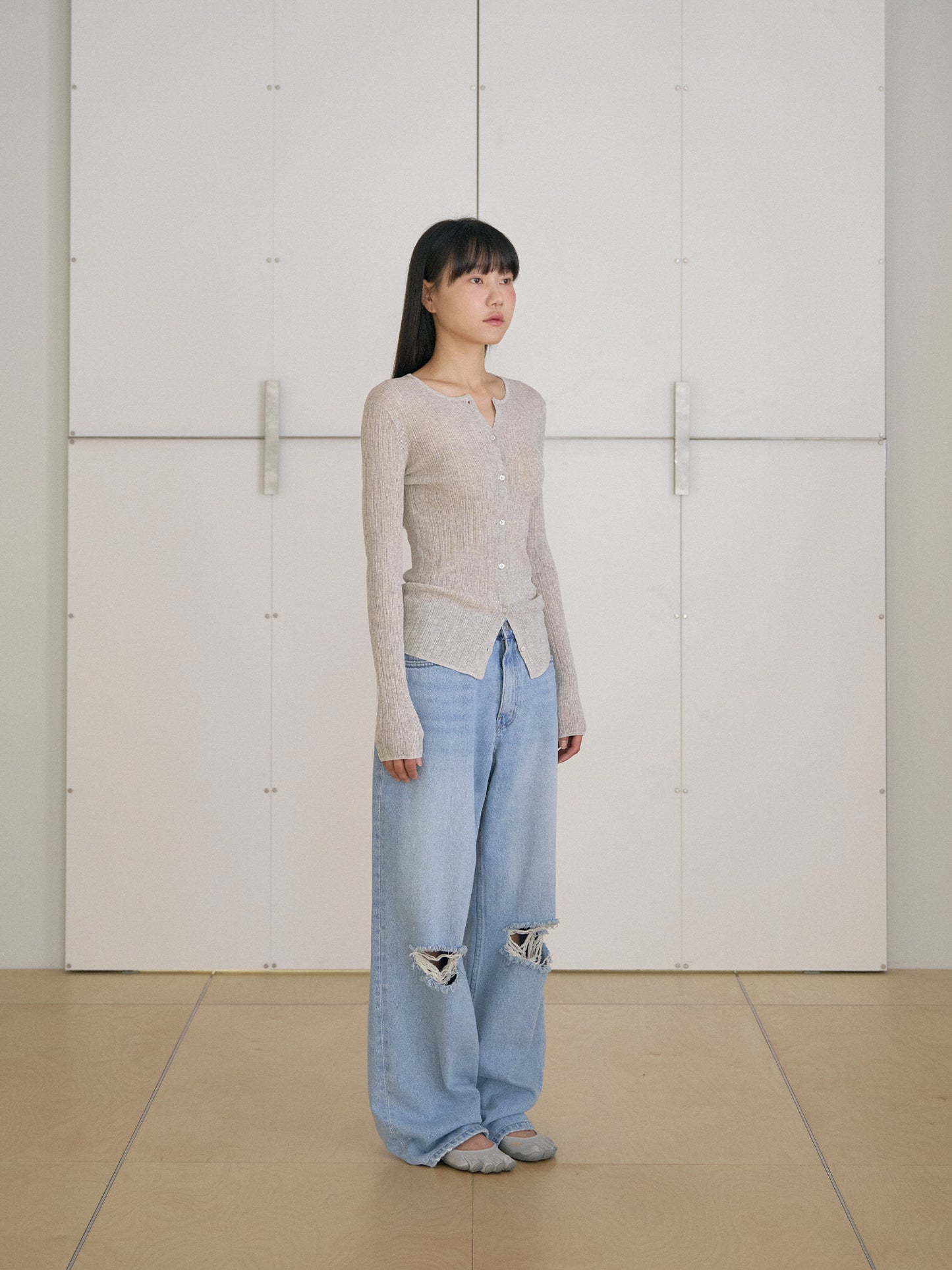 Multi Rib Cardigan - Gray
