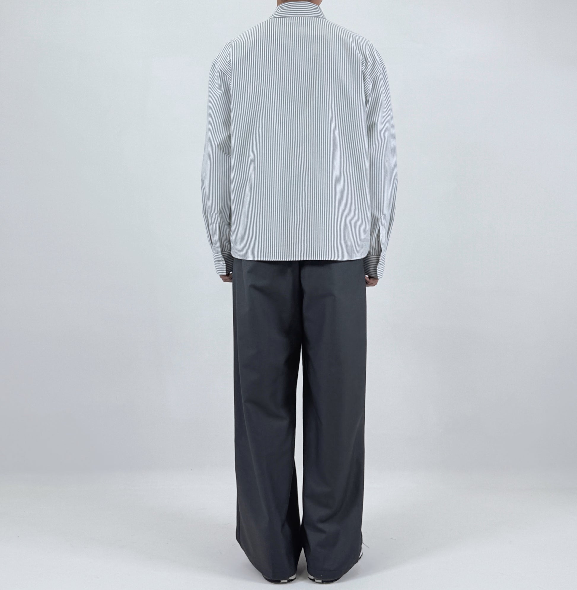 Pinstripe Oversized Shirt - worn back full body