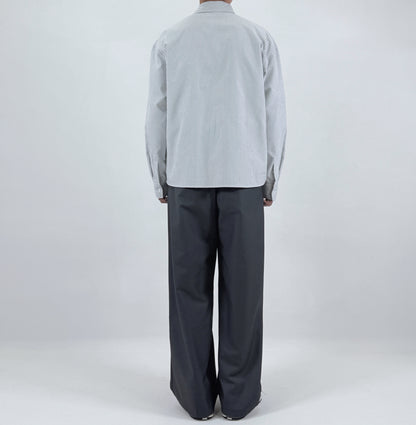 Pinstripe Oversized Shirt - worn back full body