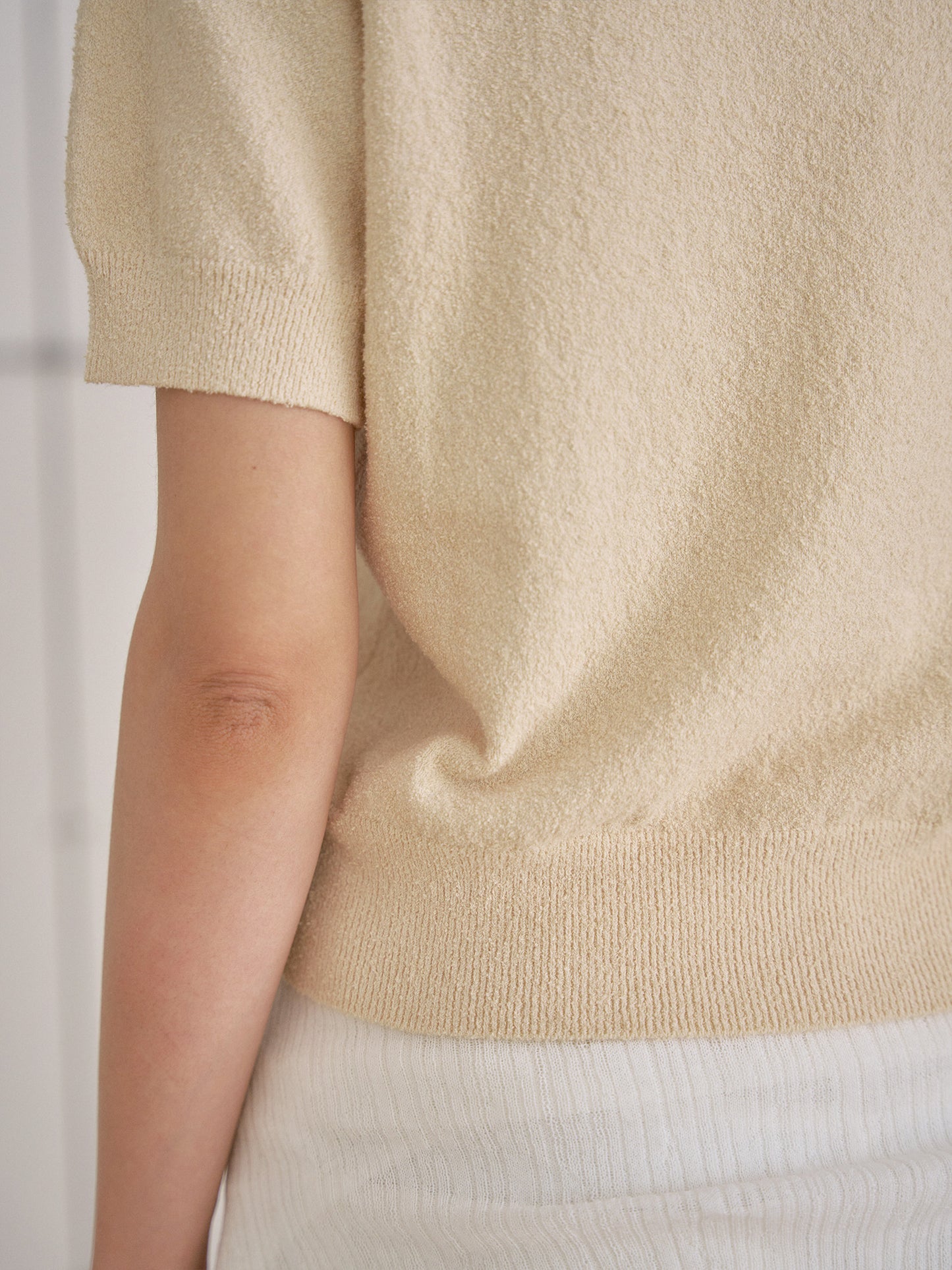 Boucle Round Half Sleeve - Beige