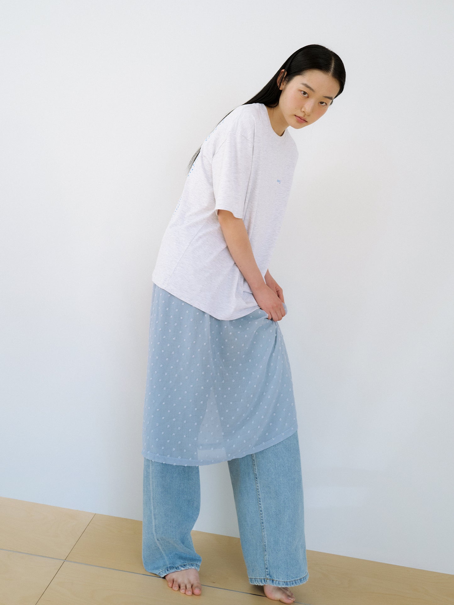 Dot Slit Skirt - Blue