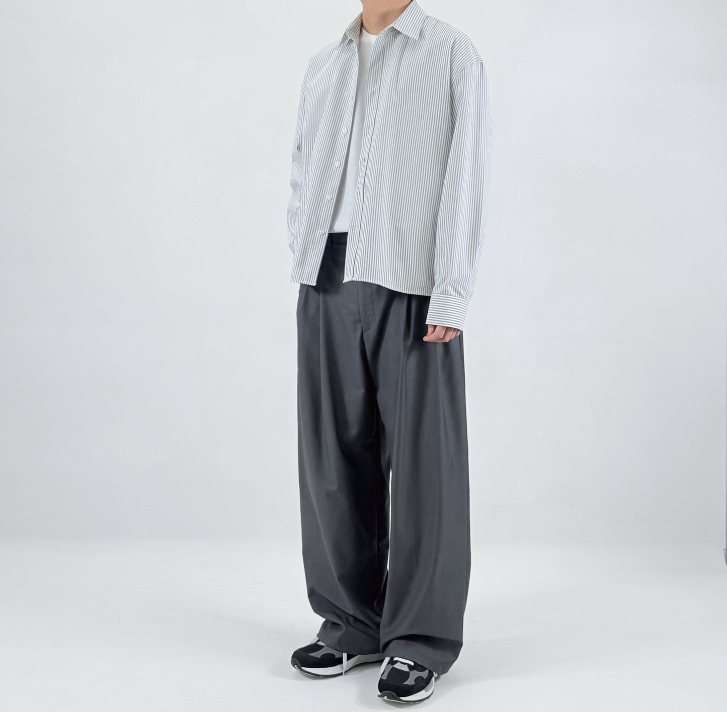 Pinstripe Oversized Shirt - worn back