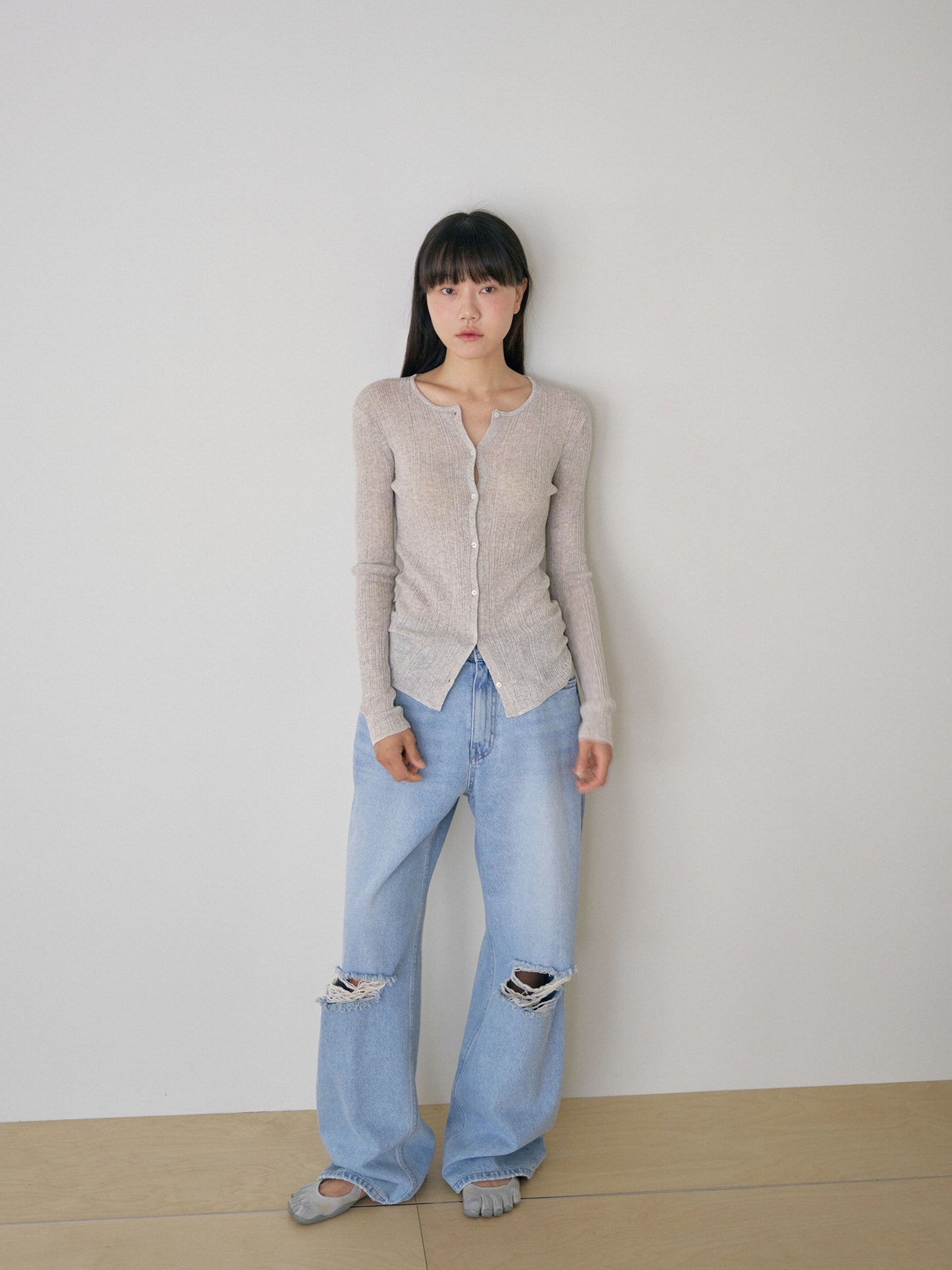 Multi Rib Cardigan - Gray