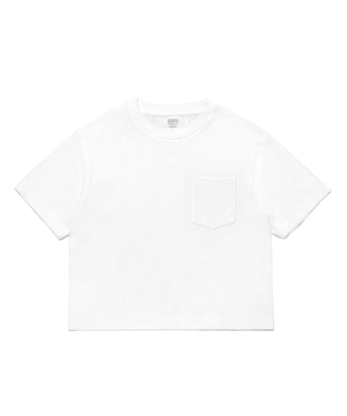 【C Wear シーウエア】Pocket Oversized Crop T-Shirt White