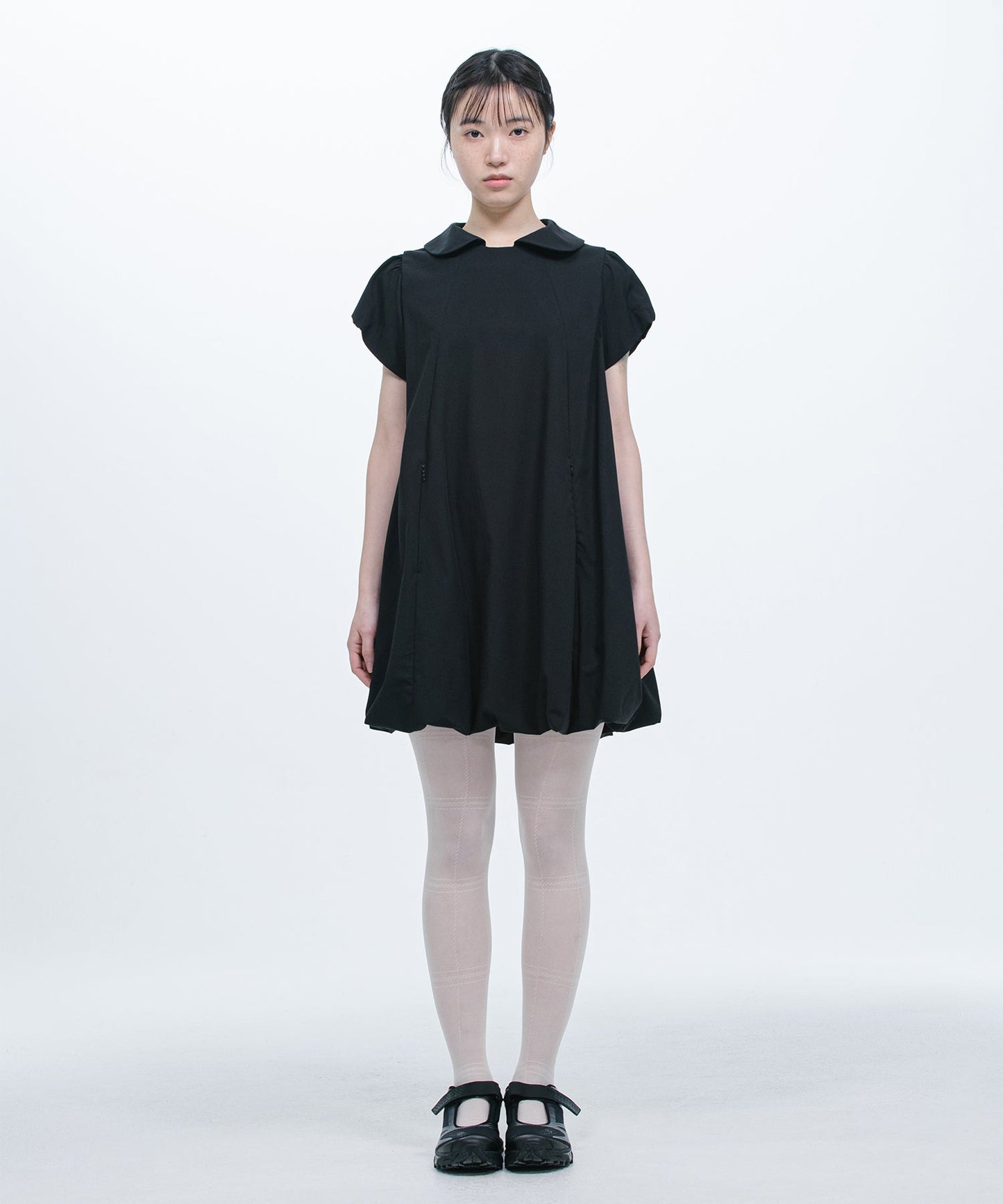 BALLOON MINI DRESS,- BLACK