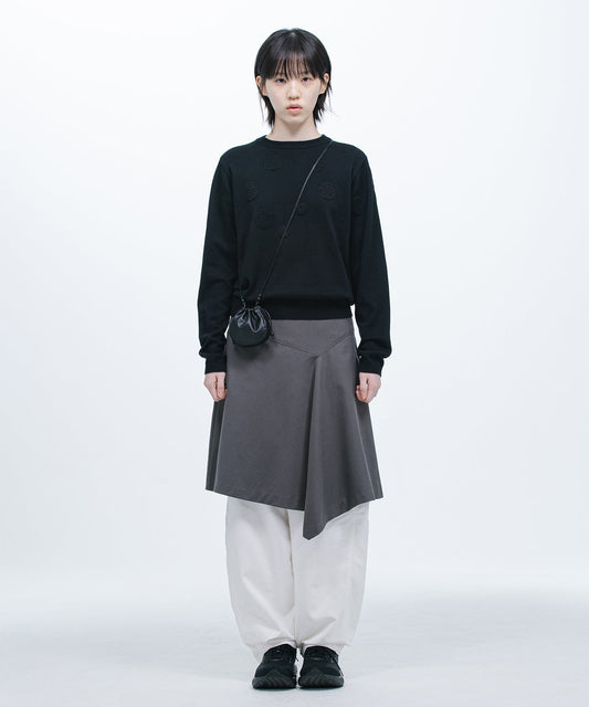 ASYMMETRIC FLARE SKIRT- CHARCOAL