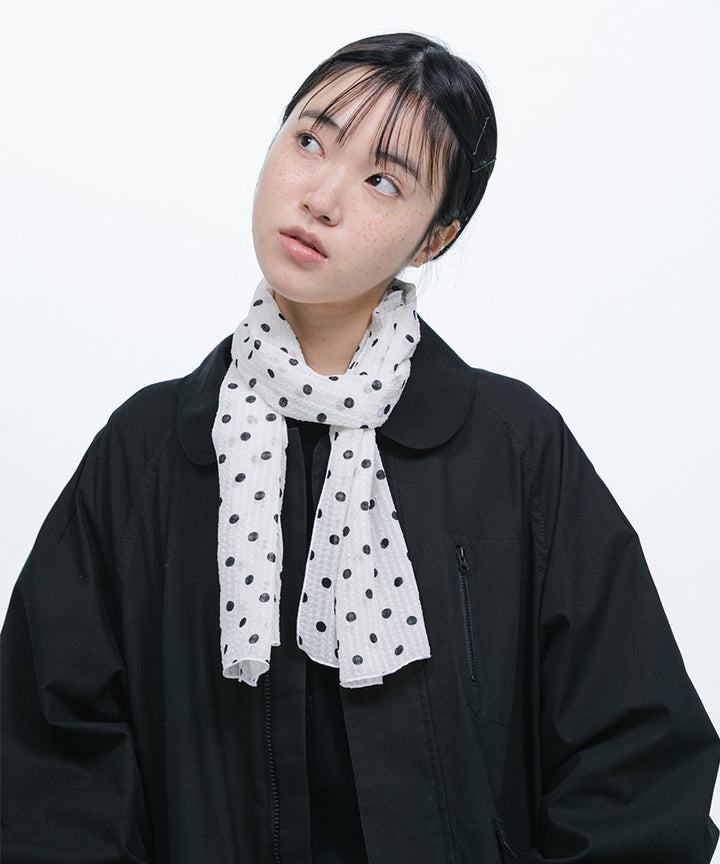 DOT SHEER PATTERN SCARF, WHITE 