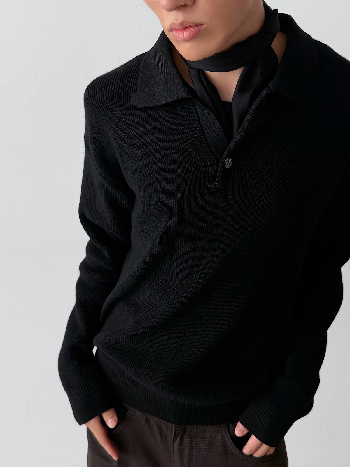One Button Collar Knit