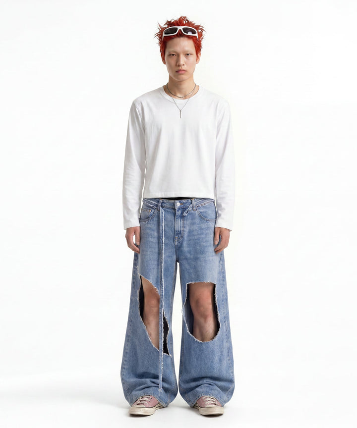 【C Wear シーウエア】MEN'S CROP LONG SLEEVE T-SHIRT WHITE