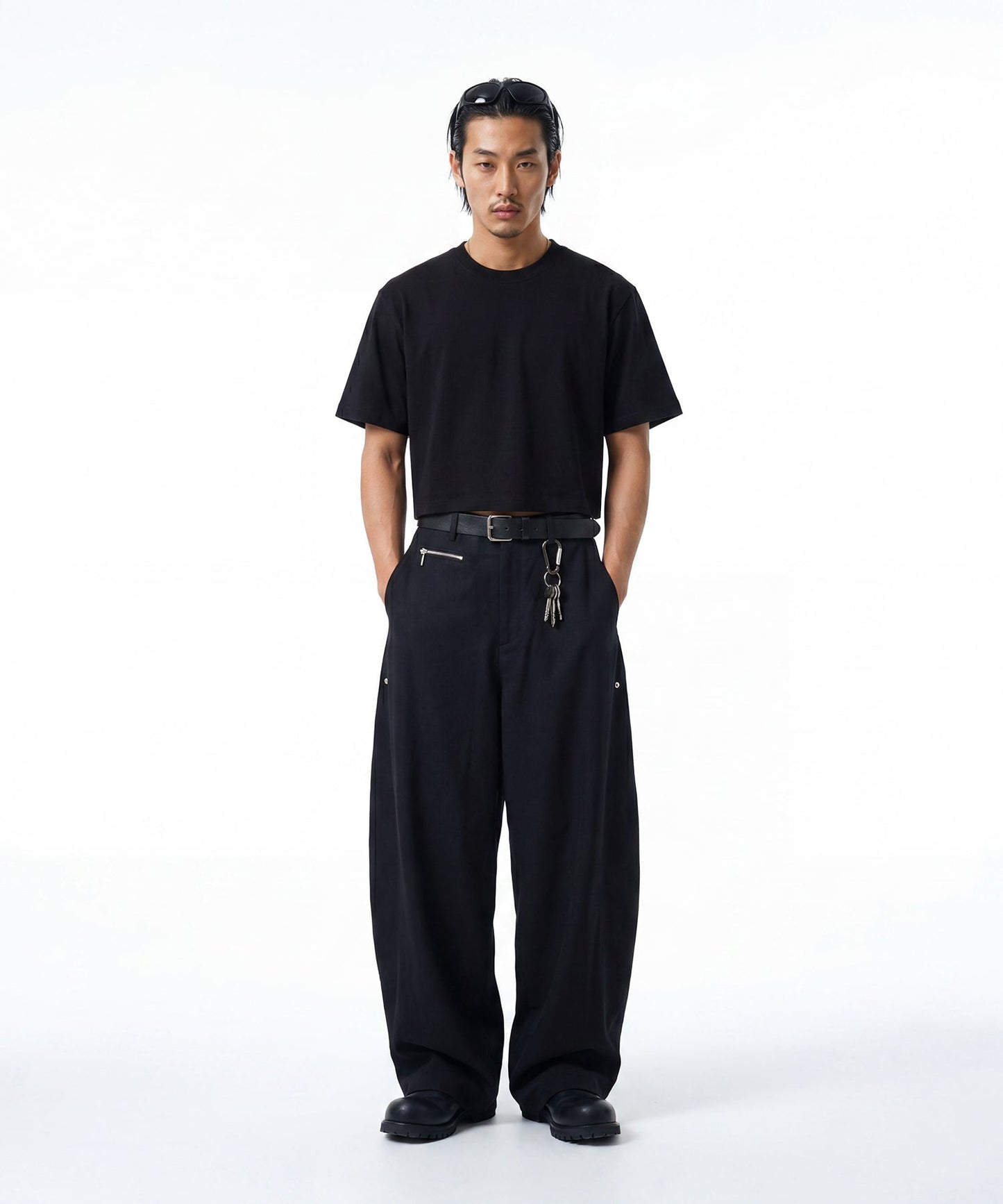 【C Wear シーウエア】Heavyweight Men's Crop T-Shirt Black
