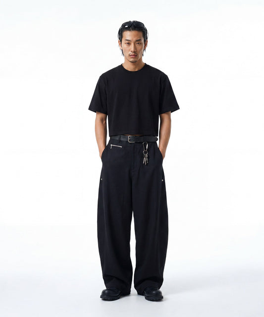 【C Wear シーウエア】Heavyweight Men's Crop T-Shirt Black