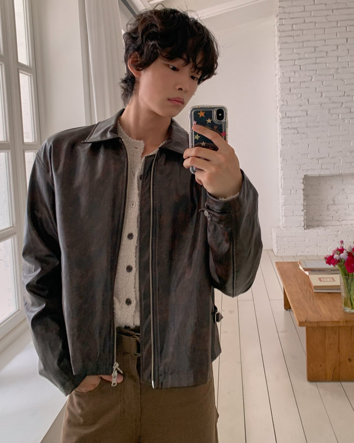 Classic Crack Leather Jacket